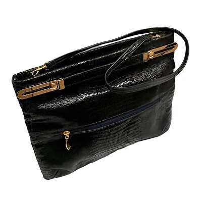 Bolso de mano Due Fratelli Canadá de cuero negro genuino correa para el hombro con bolsa antipolvo Foto 1 de 4