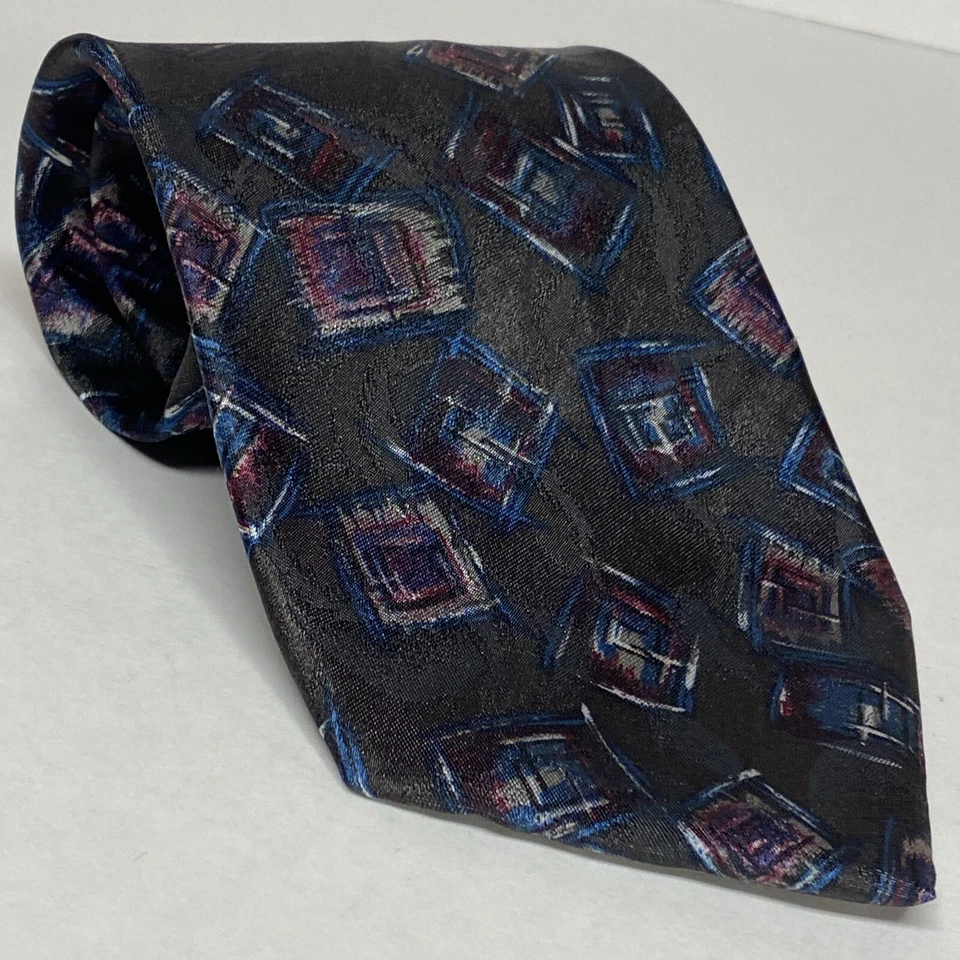 PIERRE CARDIN Tie Multi Abstract VTG 80s 90s Saved By The Bell Made In USA S3 - Image 1 of 4