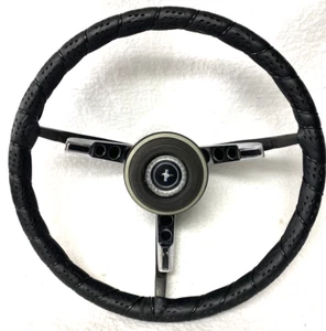 ORIGINAL 67-68 FORD MUSTANG STEERING WHEEL,HORN BUTTON,THREE SPOKE,C7ZA-13A800:) - Picture 1 of 10