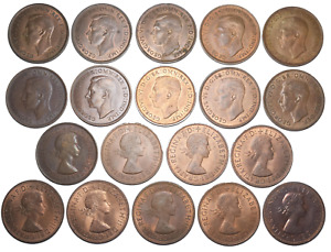 1937 - 1970 Pennies Lot (19 Coins) - British Bronze Coins (High grades)