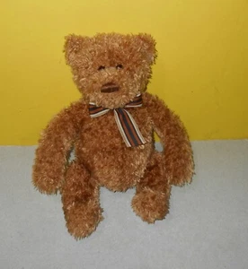 14 Zoll Gund Fusby flauschiger rostbrauner Teddybär Plüsch orange gestreifte Schleife Garn Nase - Bild 1 von 2