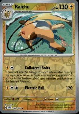 Raichu Reverse Holo Common SV05: Temporal Forces 052/162 NM - Image 1 of 2