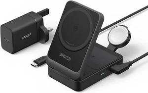 Anker MagGo Station de Charge sans Fil 3 en 1 15W Qi2 avec Prise Noir - B25M5K11 - Photo 1 sur 8