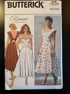 New Retro Butterick 3848 Pattern Misses' Sweetheart Midi Dress w Tie Back, 12-16 - Picture 1 of 4