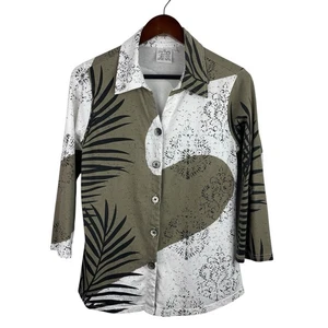 Petersilie & Salbei Gr. Small grün weiß schwarz Print Knopf Top künstlerischer Lagenlook  - Bild 1 von 7