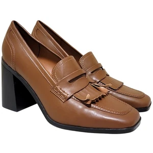 Marc Fisher Women Hamish Block Heel Kiltie Penny Loafers Size US 9.5M Brown - Picture 1 of 5