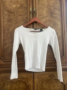 Vintage Axcess Y2k Pullover long sleeved sweater Sz M White Coquette Cottagecore - Picture 1 of 4