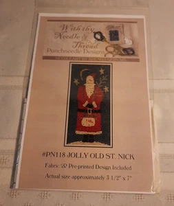 With Thy Needle & Thread PN118 Jolly Old St. Nick Punch Needle Pattern Primitive - Picture 1 of 2