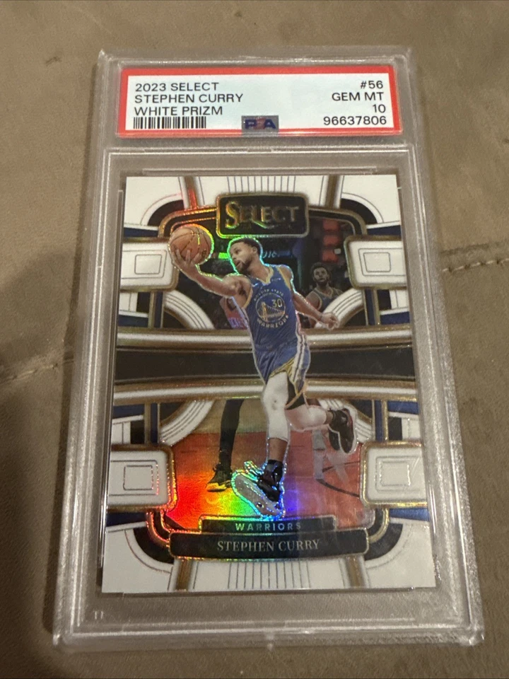 2023-24 Select Stephen Curry White Prizms Concourse #/149 Warriors PSA 10 Foto 1 de 1