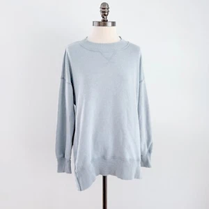 Aerie Oversized Cozy Crewneck Sweatshirt Long mit Seitenschlitzen XS blau grün - Bild 1 von 7