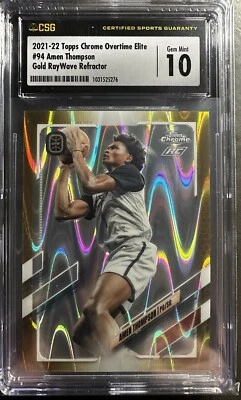 2021-22 Topps Overtime Elite OTE Gold Raywave Refractor /50 Amen Thompson CSG 10 - Image 1 of 2