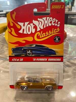 2007 Hot Wheels '70 PLYMOUTH BARRACUDA ORO Serie Classica 3 #24 Goodyear 5sp - Immagine 1 di 2
