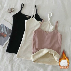 Women Fleece Lined Camisole Warm Tank Vest Base Underwear Strerch Slim Thermal - Picture 1 of 11