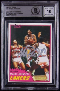 Magic Johnson Signed 1981-82 Topps #21 - Autograph Graded Beckett (BGS) 10 - Bec - Bild 1 von 2