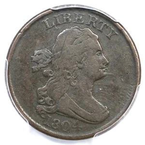 1804 C-5 R-4 PCGS VF 30 Spiked Chin Draped Bust Half Cent Coin 1/2c - Picture 1 of 3