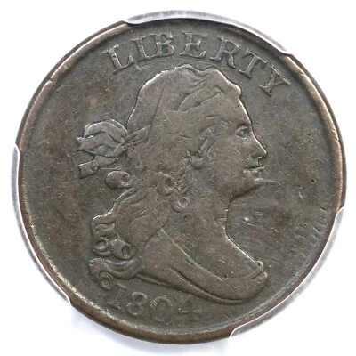 1804 C-5 R-4 PCGS VF 30 Spiked Chin Draped Bust Half Cent Coin 1/2c  - Image 1 of 3