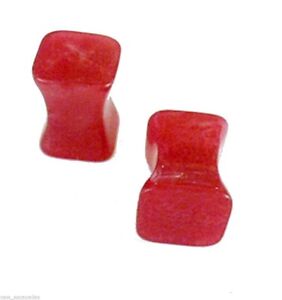 PAIR-Square Pearl Red Acrylic Double Flare Ear Plugs 05mm/4 Gauge Body Jewelry