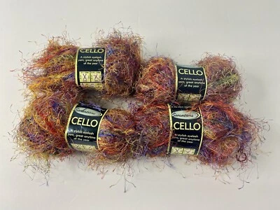 Sensations Jewel Tone Multi Cello Space Yarn Eyelash Polyester 54.6 Yds Lot Of 4 - Image 1 of 4