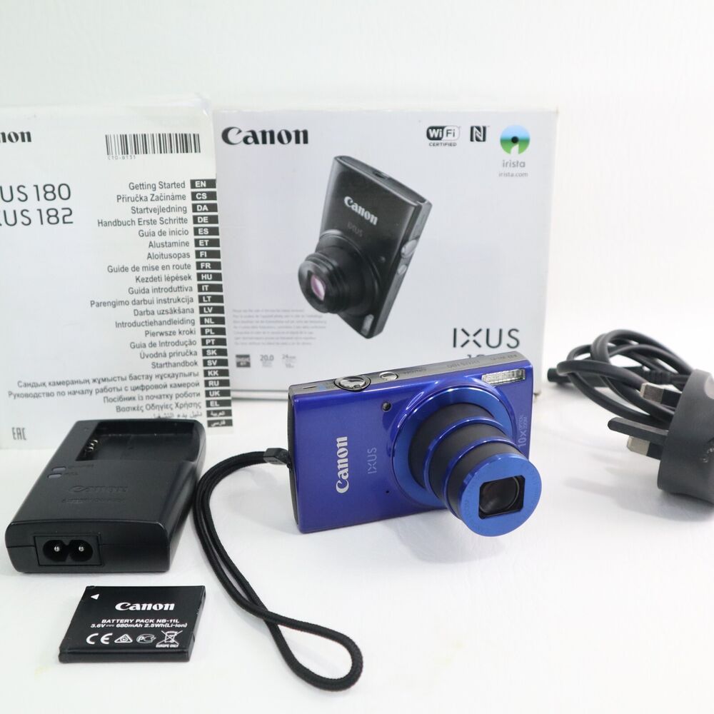 Canon IXUS 180 Blue 20MP Digital Camera  w/ 10x Optical Zoom Fully Tested 