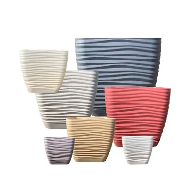 MARKENLOS Blumentopf Pflanzentopf Übertopf 7 Farben 6 Größen 3D-Effekt