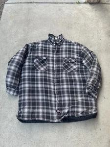 Dickies Men’s Heavyweight Flannel Puffer Jacket Size XL Plaid Black & White - Picture 1 of 6