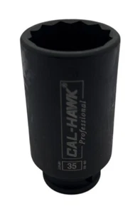 1/2" DR x 35mm DEEP IMPACT SPINDLE AXLE NUT SOCKET 12-POINT CR-MO - Picture 1 of 1