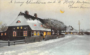 c.1910 Hold to Light Snowbound Homes Christmas post card - Picture 1 of 2