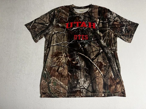 Utah Utes Shirt Mens XL Under Armour Short Sleeve T Camo Adult Heat Gear Cover