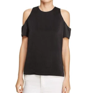 COOPER & ELLA Women's Emmy Hammered-satin Cold-shoulder Blouse Shirt Top XS TEDO - Picture 1 of 2
