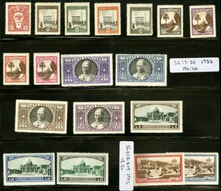 Vatican #Mi21-Mi38 MNH 1933 Pius Peter Colonnade [19-34 E3-E4] - Image 1 of 1