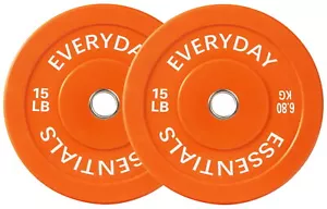 Olympic Bumper Plates 15lbs Pair Set 2-Inch Inner Ring Fitness Training - Picture 1 of 4
