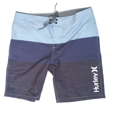 Hurley Board Shorts Boardshorts Mens Blue Colorblock Stretch Size 36 - image 1 of 4