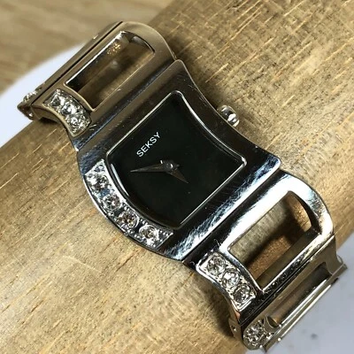 Reloj de cuarzo Seksy Sekonda para mujer N4006 negro asimétrico esfera mop cristal 7" Foto 1 de 4