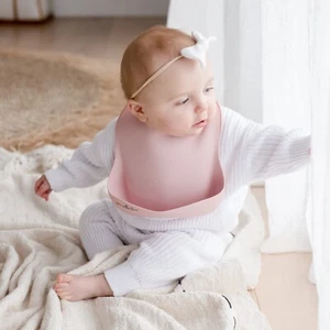 Silicone Baby Feeding Bib pink - Picture 1 of 4