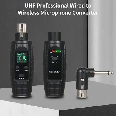 UHF Professional Wired to Wireless Microphone Converter Transmitter Receiver 50m - Image 1 of 4