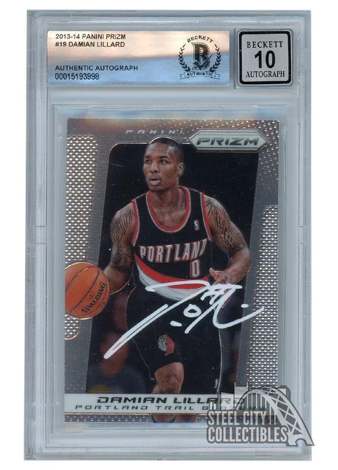 Damian Lillard 2013-14 Panini Prizm Autograph Card #19 BAS 10 (White) - Image 1 of 1