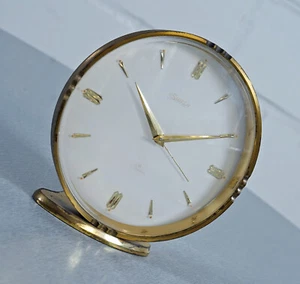 Swiza 8 Tage Messing Uhr Tischuhr Buffetuhr Kaminuhr 7 Jewels Vintage 1960er J. - Picture 1 of 9