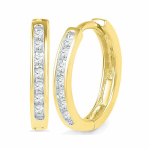 Diamond Hoop Yellow Gold 10k Gemstone Earrings Fine Earrings for 