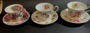 ROYAL DAULTON 3 SETS TASSEN / UNTERTASSEN: ROSA, VON MEER ZU MEER, ROSEN - Bild 1 von 7