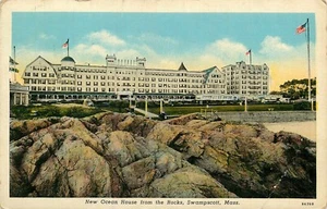 Postkarte Masse Swampscott Ozean Haus von Strand Felsen weiße Grenze nicht verschickt - Bild 1 von 2