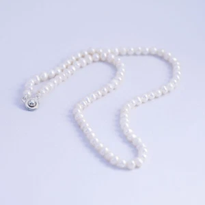 46/60/100cm Good Luster Elegant 5~6mm white freshwater oval pearl necklace 14KGF - Bild 1 von 34