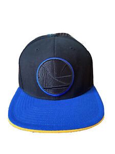 Golden State Warriors NBA Mitchell & Ness Snapback Hat Cap Blue Black Gold