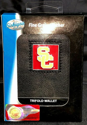 NCAA USC Trojans Fine Grain Tri-fold Leather wallet Cover
