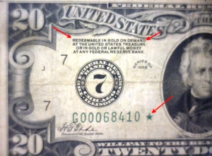 1928 $20 Federal Reserve Note “REDEEMABLE IN GOLD”🌟STAR NOTE🌟CHICAGO, ILL. - Picture 1 of 9