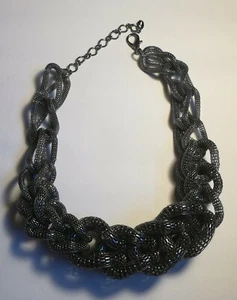 Halskette Collier Silberfarben Geflochten Breit Flame - Bild 1 von 3