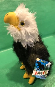 2005 Zoona Amerikanischer Weißkopfseeadler Plüschtier Wildtiere Zoo Spielzeug Vinyl Schnabel Füße 10 Zoll Neu mit Etikett - Bild 1 von 12