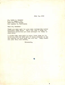 Important Letter of James Dean Purchasing Car Insurance Shortly Before His Death - Picture 1 of 1