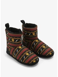 Harry Potter Gryffindor Slipper Boots black & maroon allover icons XL New w tags - Picture 1 of 3