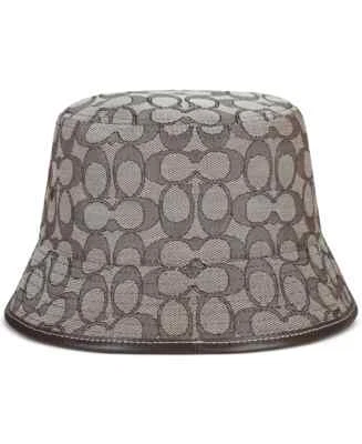 Sombrero tipo cubo de lona jacquard marrón talla única COACH Signature C para mujer Foto 1 de 4