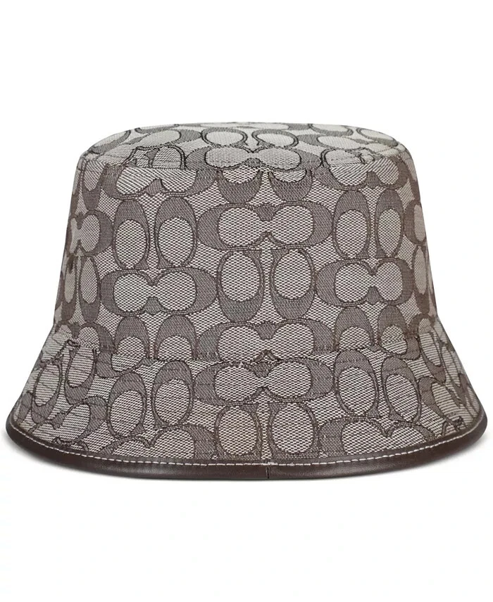 COACH Women’s Signature Jacquard Bucket Hat Stone/Saddle C4043 O/S